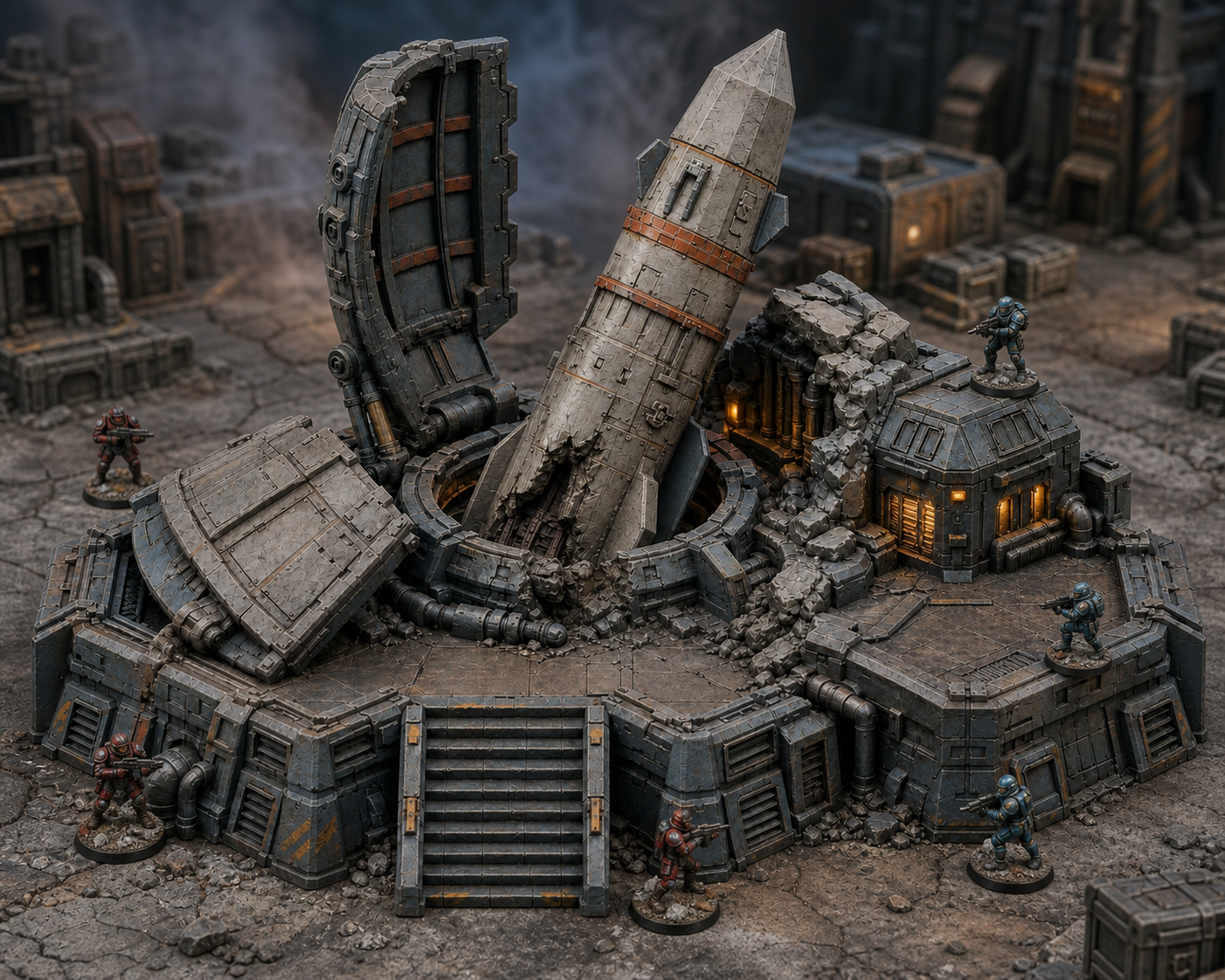 Terrain Essentials sci-fi missile silo tabletop terrain scene
